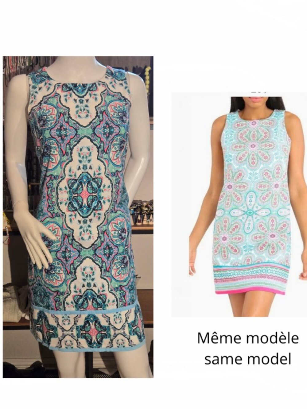 Blue Pink Printed Shift Dress size 12